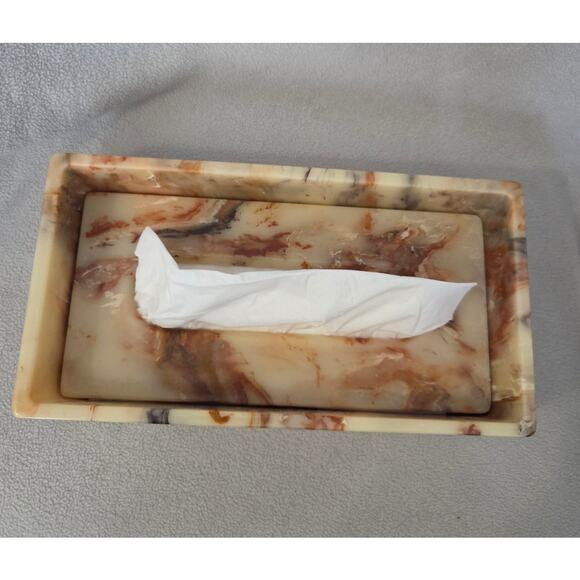 Vtg MCM Ultra Stone Long Tissue Box  Sunlight Industries Faux Marble Acrylic - Picture 3 of 9